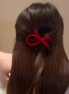 圣诞节红色蝴蝶结抓夹女公主头发夹前额碎发夹侧边夹边夹新年头饰