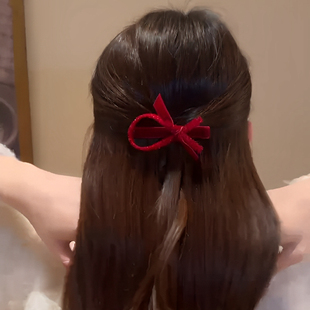 圣诞节红色蝴蝶结抓夹女公主头发夹前额碎发夹侧边夹边夹新年头饰