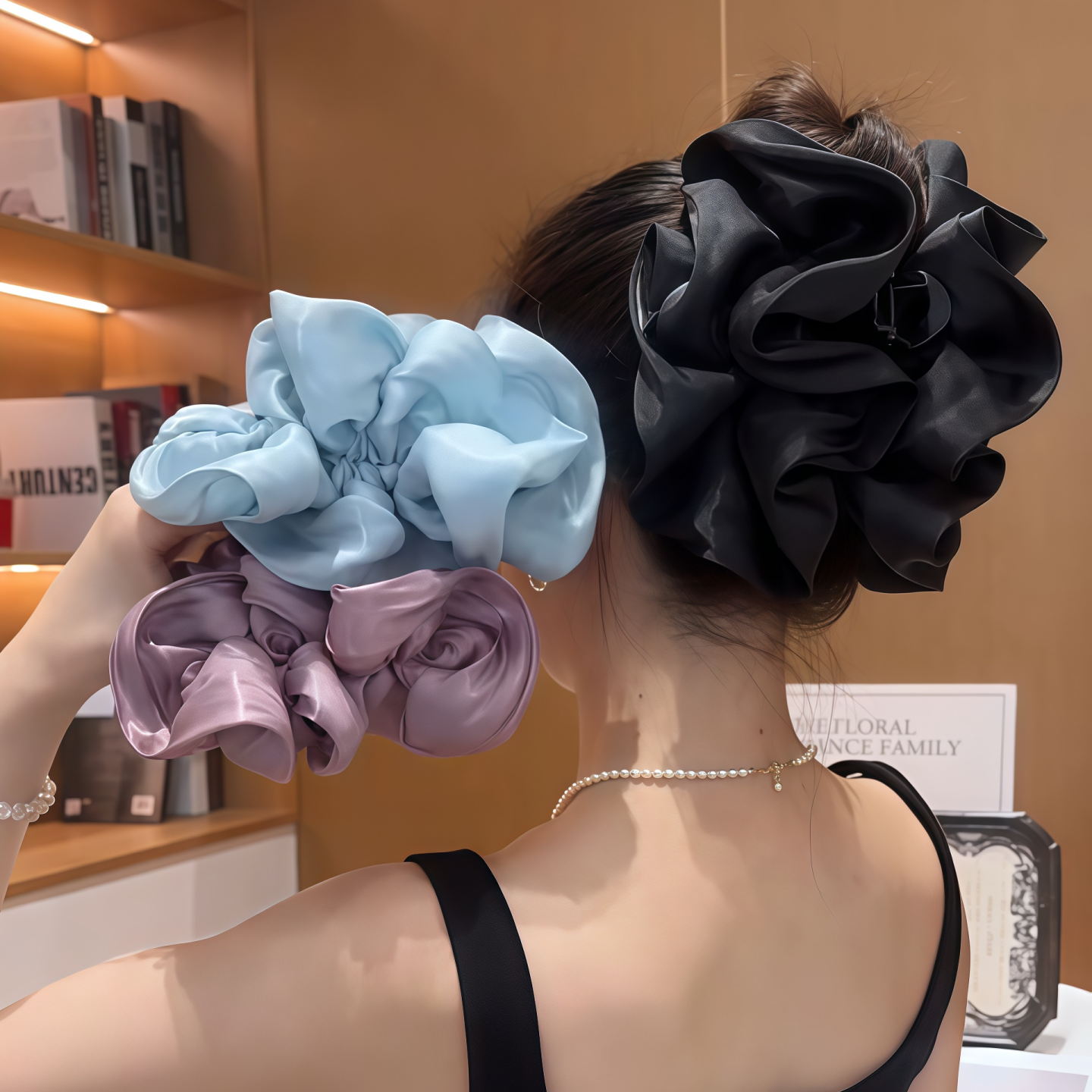 褶皱抓夹女后脑勺盘发鲨鱼夹