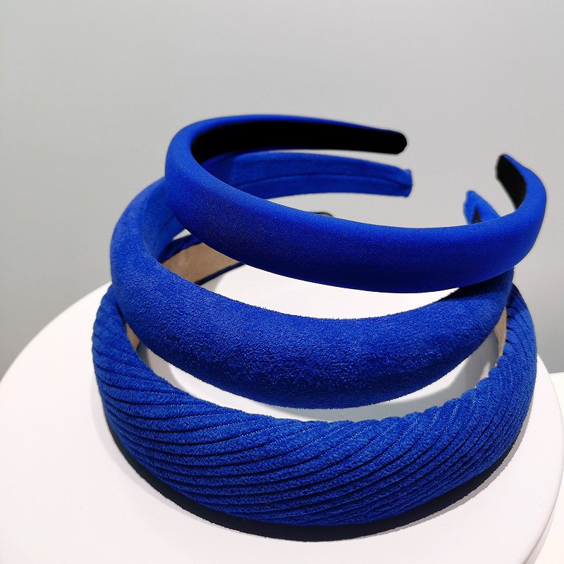 克莱因蓝丝绒发箍女洗脸发带夏季外出百搭高级感压发发卡蓝色头饰