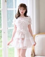 Japanese-style Liz lisa Lolita lace patchwork pink dress, mass-produced rose ribbon flower knot dress thumbnail 4