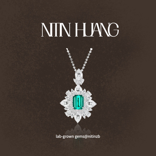 NITIN HUANG哥伦比亚培育祖母绿2克拉满钻吊坠通体925纯银镀金