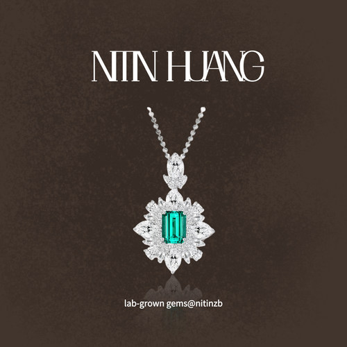 NITIN HUANG哥伦比亚培育祖母绿2克拉满钻吊坠通体925纯银镀金