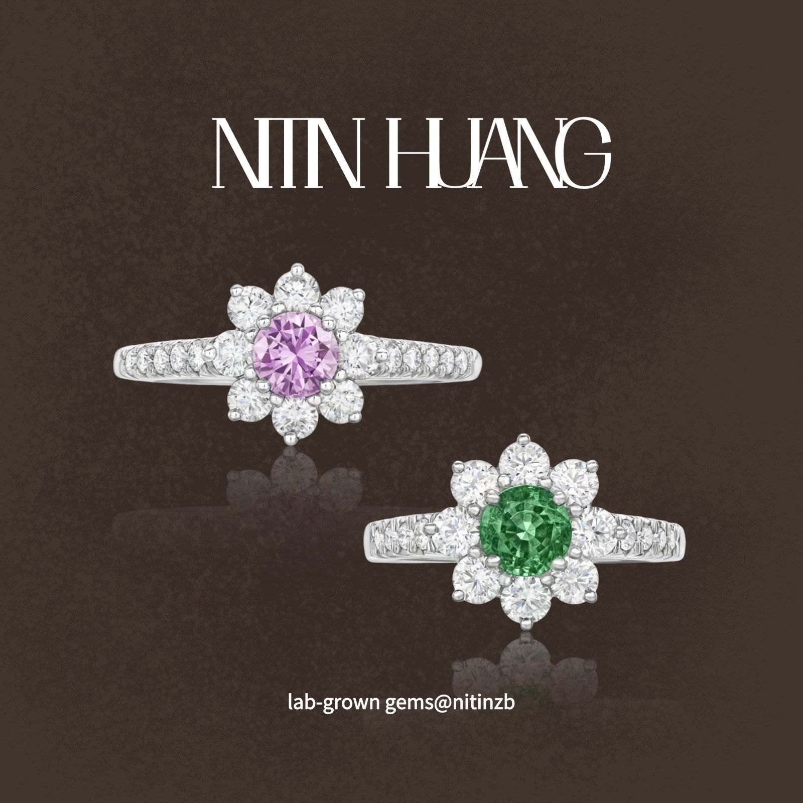 太阳花全蓝宝戒指培育粉色蓝宝石