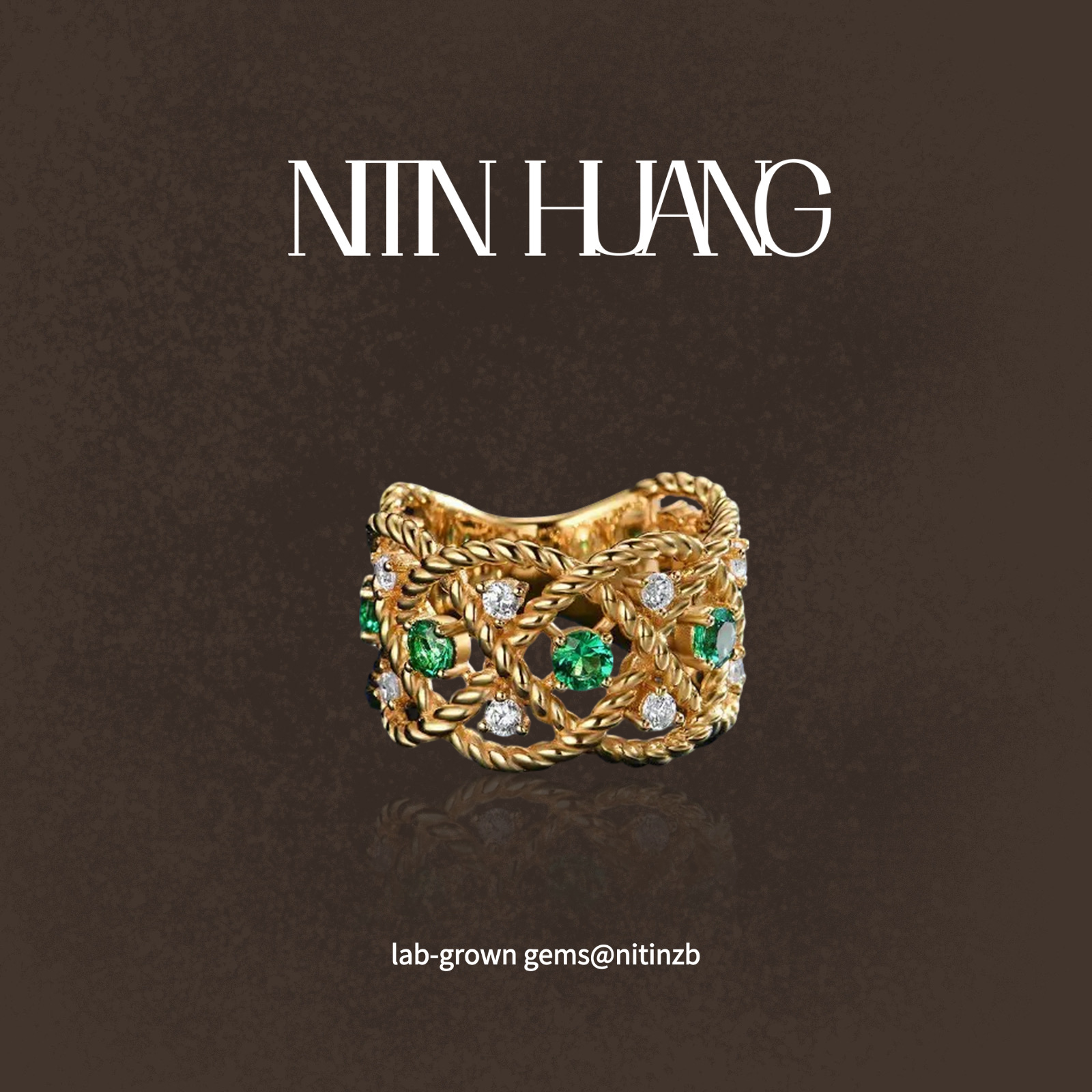 NITINHUANG赞比亚培育祖母绿戒指