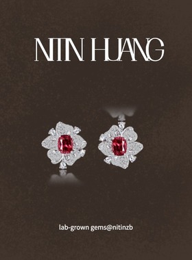NITINHUANG 通体925纯银 培育彩色蓝宝石耳钉 绝地武士耳钉 花朵