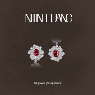 绝地武士耳钉 培育彩色蓝宝石耳钉 花朵 通体925纯银 NITINHUANG