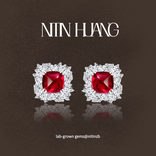 925纯银糖塔红宝石耳钉