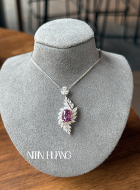 NITINHUANG培育紫色蓝宝石2克拉羽翼吊坠925纯银电镀真金小众高级