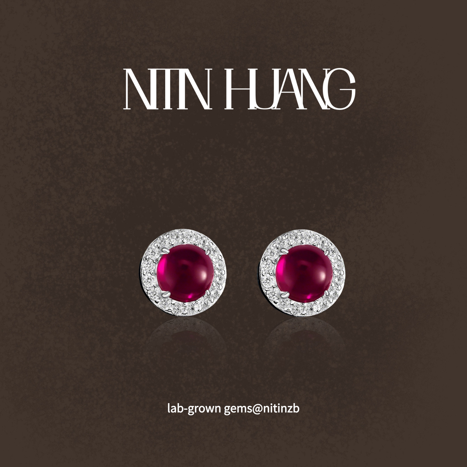 培育红宝石1.75克拉耳钉