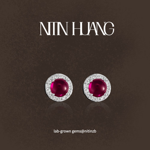 培育红宝石1.75克拉耳钉