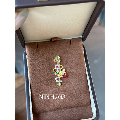 NITINHUANG培育红宝石蜂巢吊坠