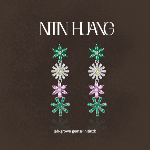 培育彩色蓝宝石百搭耳坠