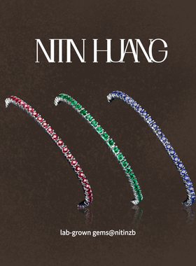 NITINHUANG 实验室培育红宝石 满镶卡家情侣手链 通体925银镀金