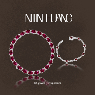 【关注立减】NITINHUANG通体925鸽血红宝石培育宝石水滴钻手链女