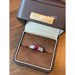 鸽血红宝石戒指哥伦比亚祖母绿戒指 糖塔6.5mm NITIN HUANG