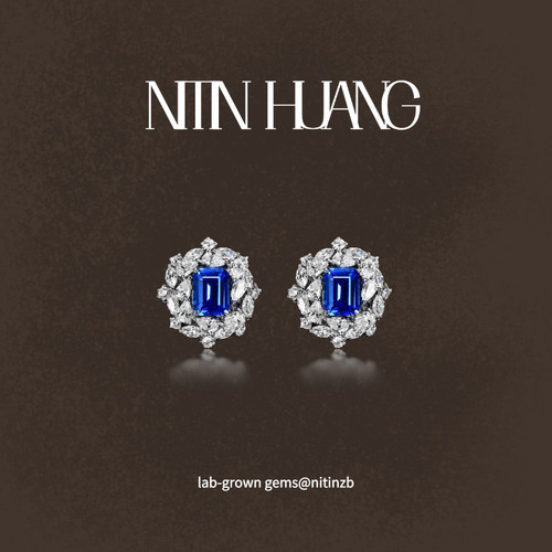 培育钴尖晶矢车菊蓝2克拉耳钉