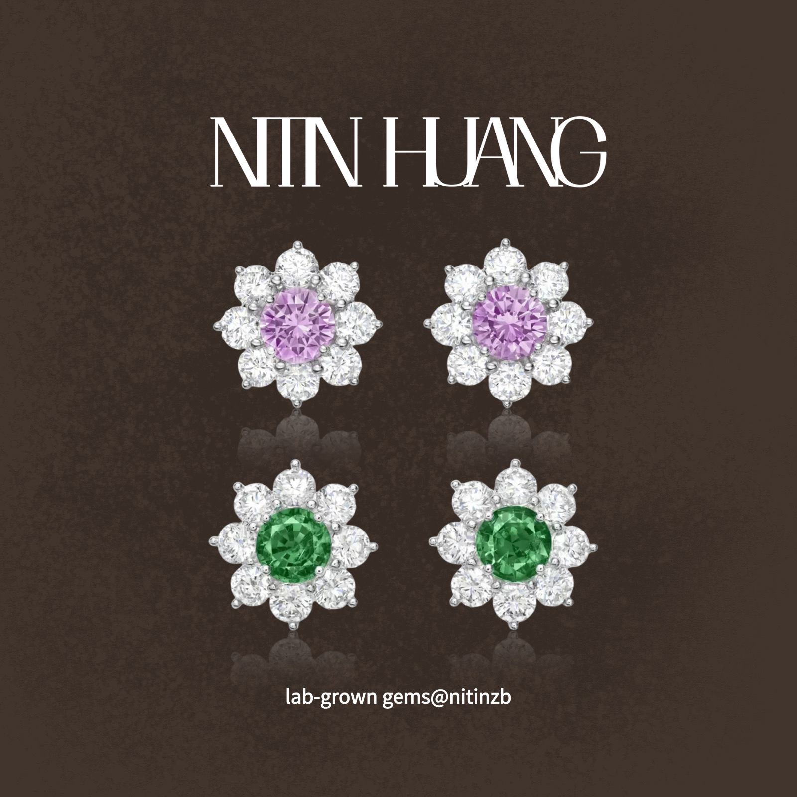 培育粉色蓝宝石太阳花全蓝宝耳钉