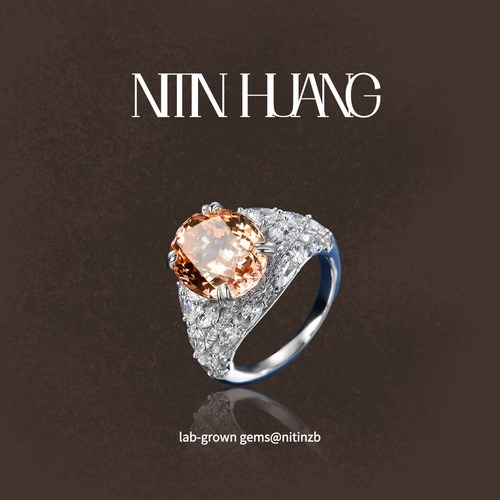 nitin纯银帕帕拉恰蓝宝石戒指
