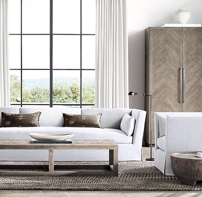 美式乡村客厅家用可拆洗亚麻布艺沙发美国rh原单现代简约三人沙发