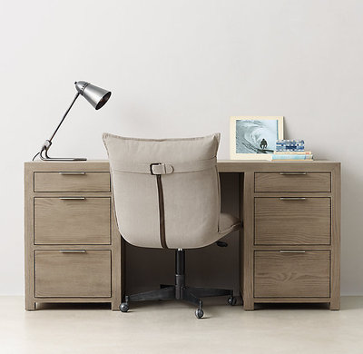 橡木美国RH实木现代简约书桌