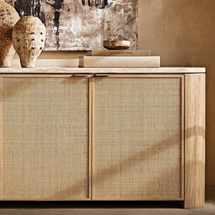 现代简约家用实木餐边柜美国RH原单储物柜美式乡村入户门厅玄关柜