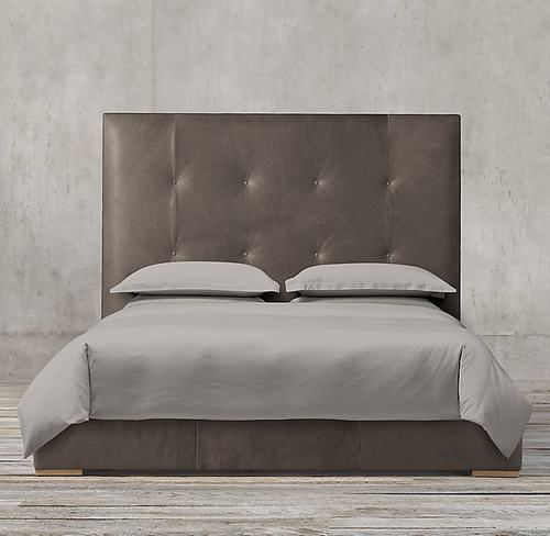 真皮床美国RH实木亚麻简约牛皮