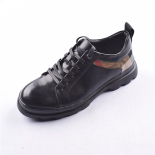 透气软面拼色系带宽脚缝制男皮鞋 断码 尾货头层牛皮商务休闲男鞋