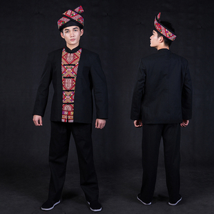 新款米粒高端定制民族服装黑色工作会议节日主持礼服男装西装