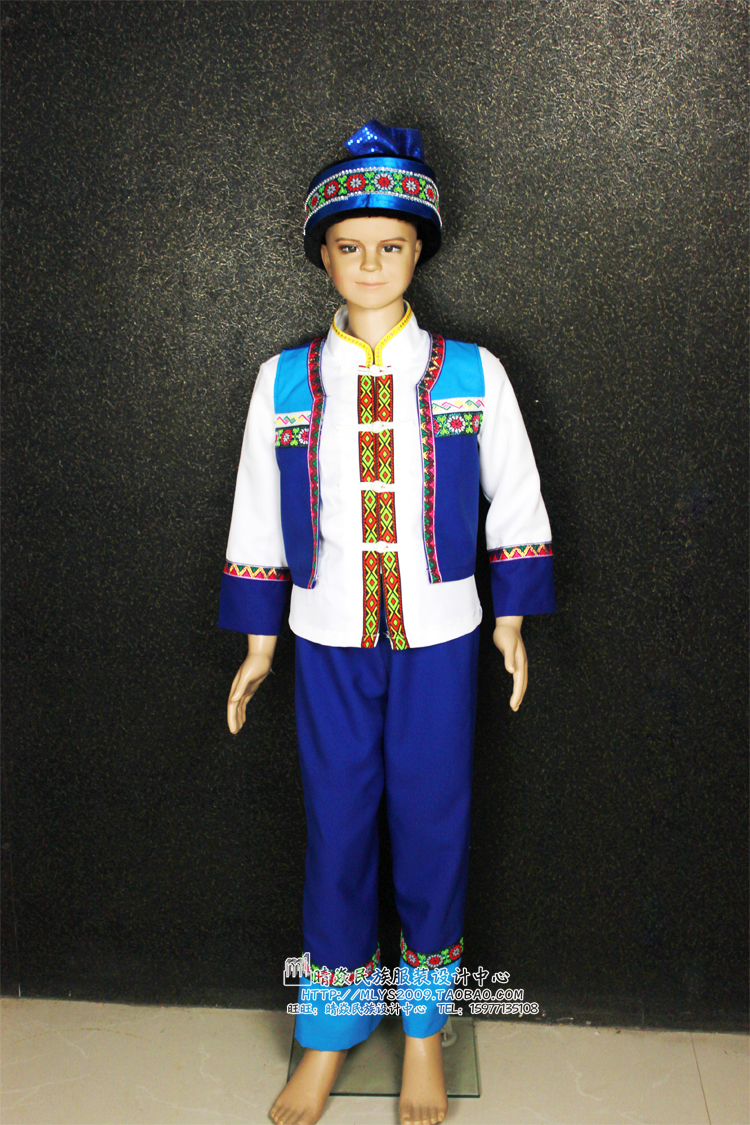 晴焱民族服装 量身定做 舞台表演服装 畲族服装演出服装 儿童男装