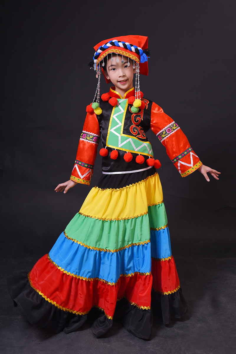 定做舞蹈百褶裙少数民族风演出服