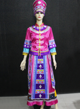 晴焱民族服装量身定做少数民族锡伯族舞台演出服礼仪服长裙女套装