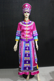 晴焱民族服装量身定做少数民族锡伯族舞台演出服礼仪服长裙女套装