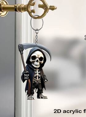 2026跨境新款骷颅汽车钥匙扣挂饰2D亚克力平面情人节日装饰挂件