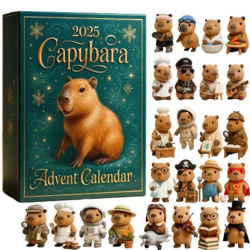 跨境新品Capybara 卡皮巴拉 2025圣诞倒计时日历盲盒亚克力挂件装