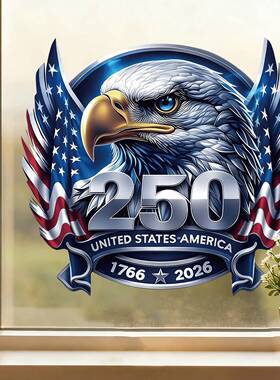 美国独立日静电贴纸美国250周年白头鹰窗贴家居装饰带胶贴纸