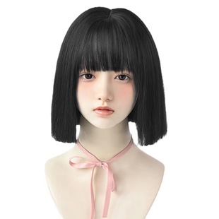 新款 假发女全头套一刀切短发齐刘海修饰脸型自然仿真发小爆款