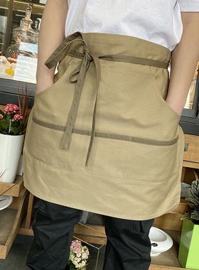 半身咖啡短款烹饪烘焙奶茶店半身围裙围腰男女工作服防污定制帆布