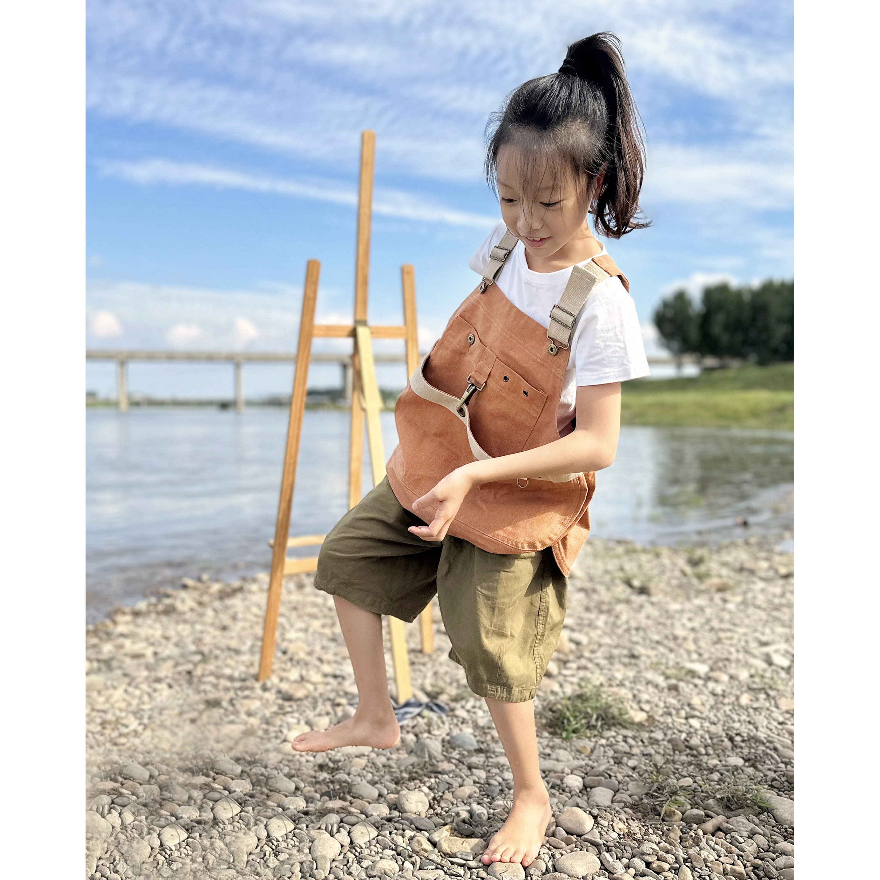 儿童围裙简约成人罩衣防污幼儿园活动班服美术画画亲子定制印logo