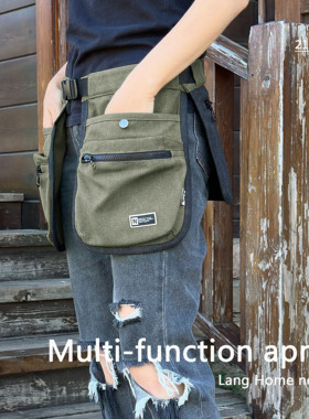 日式半身围裙可定制logo咖啡师拼色围腰女厨房短款可调节工作服男