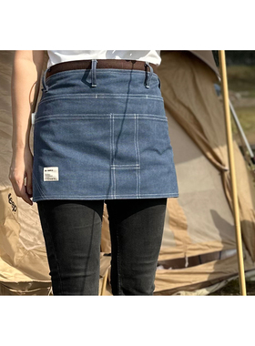 户外半身围裙咖啡师厨房短款帆布围腰可调节工作服可定制logo印字
