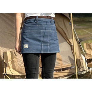 户外半身围裙咖啡师厨房短款 帆布围腰可调节工作服可定制logo印字