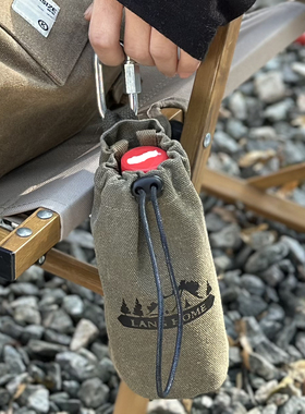 户外露营杯套野炊水壶套帆布背包防烫隔热杯套登山耐磨金属扣背包