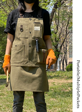 美式围裙男园艺师木工匠露营野炊户外复古防污工作服女定制印logo