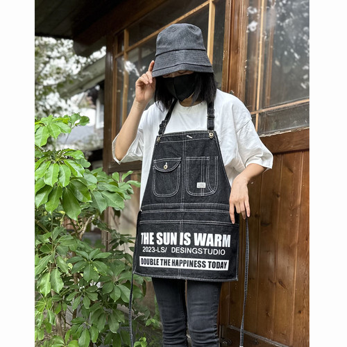 牛仔日式手工工作围裙