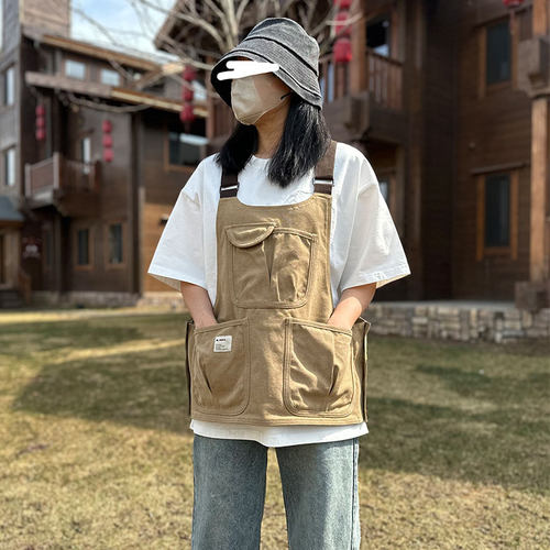 美式帆布工作服咖啡师女围腰