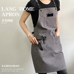 中餐厅同款 定制logo印字男 咖啡师围裙花艺师奶茶店工作服女日式