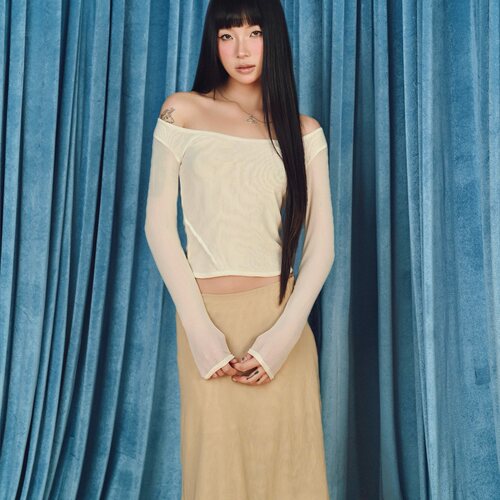 FTTHR2025秋冬新款纯欲风一字肩长袖T恤女修身显瘦打底衫上衣