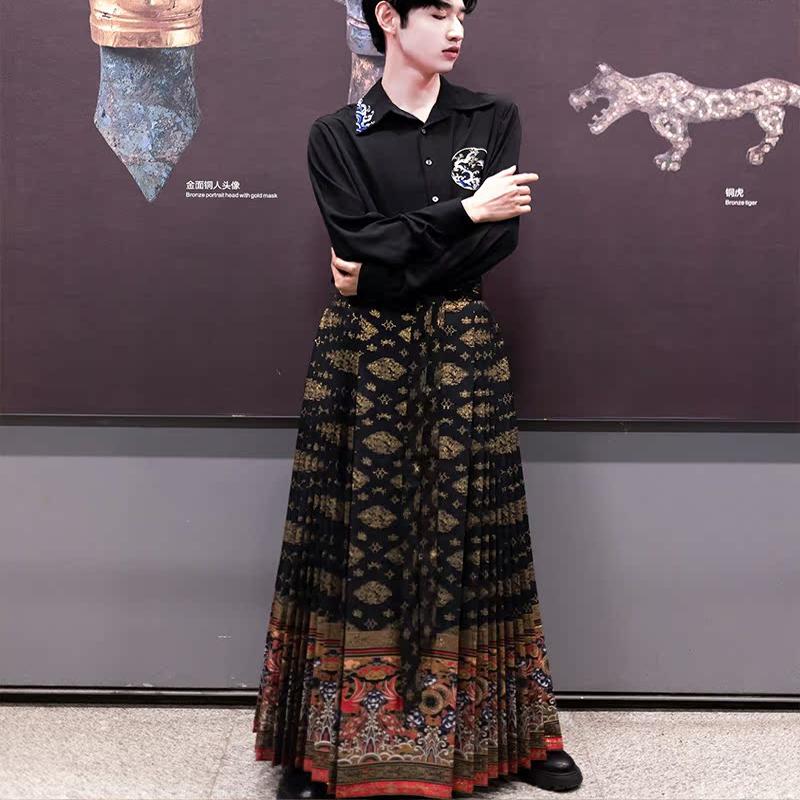 九天汉韵仿妆花缎百褶马面裙汉服