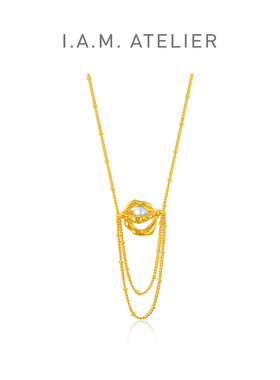 IAM ATELIER官方店 珍珠短款毛衣链女复古秋冬简约小行星项链女
